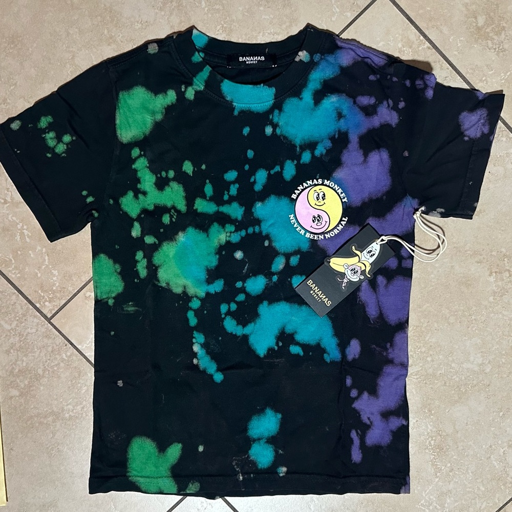 Bananas Monkey NWT Kids 6 / Medium Black Yin-Yang Tye Dye Shirt Tee - NEW!